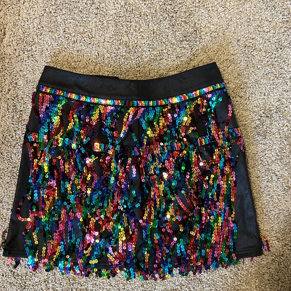 Fringe sequin skirt